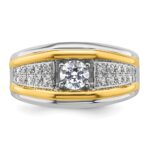 IBGoodman 14k Two-tone 1/2 carat Lab Grown Diamond VS/SI+ G+ Three Stone Complete Men's Ring - Image 4