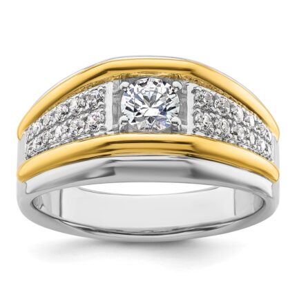 IBGoodman 14k Two-tone 1/2 carat Lab Grown Diamond VS/SI+ G+ Three Stone Complete Men's Ring