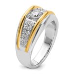 IBGoodman 14k Two-tone 1/2 carat Lab Grown Diamond VS/SI+ G+ Three Stone Complete Men's Ring - Image 6