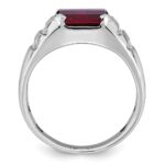 14k White Gold IBGoodman Men's Created Ruby and 1/5 carat Diamond Complete Ring - Image 2