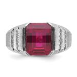 14k White Gold IBGoodman Men's Created Ruby and 1/5 carat Diamond Complete Ring - Image 6