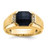 IBGoodman 10k Men's Polished and Satin Onyx and .02 Carat A Quality Diamond Ring
