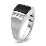 14k White Gold IBGoodman Men's Satin Onyx and 1/8 carat Diamond Complete Ring - Image 7