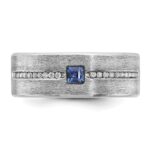 14k White Gold IBGoodman Men's Satin Sapphire/Diamond Ring Mounting - Image 6