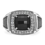 10k White Gold IBGoodman Men's Black Rhodium Onyx and Diamond Complete Ring - Image 6