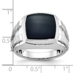 14k White Gold IBGoodman Men's Polished and Satin Onyx Complete Ring - Image 3