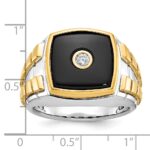 10k Two-tone IBGoodman Men's Onyx and Diamond Complete Ring - Image 3