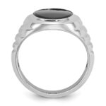 14k White Gold IBGoodman Men's Oval Onyx Complete Ring - Image 2