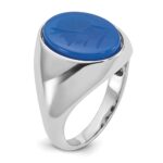 14k White Gold IBGoodman Men's Blue Agate Complete Ring - Image 8