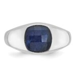 14k White Gold IBGoodman Men's Sapphire Doublet Stone Complete Ring - Image 4