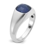 14k White Gold IBGoodman Men's Sapphire Doublet Stone Complete Ring - Image 6