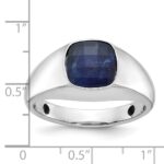 14k White Gold IBGoodman Men's Sapphire Doublet Stone Complete Ring - Image 2