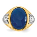 14k Two-tone IBGoodman Men's Blue Agate Complete Ring - Image 6