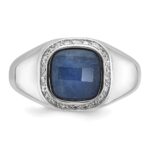 14k White Gold IBGoodman Men's Sapphire Doublet Stone and 1/5 carat Diamond Complete Ring - Image 6