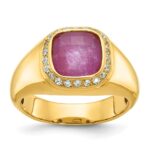14k IBGoodman Men's Ruby Doublet Stone and 1/5 carat Diamond Complete Ring