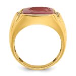 14k IBGoodman Men's Carnelian and 1/10 carat Diamond Complete Ring - Image 2