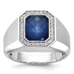 14k White Gold IBGoodman Men's Polished and Satin Gemstone and Diamond Ring Mounting
