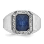 14k White Gold IBGoodman Men's Polished and Satin Gemstone and Diamond Ring Mounting - Image 6