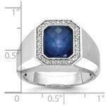 14k White Gold IBGoodman Men's Satin Sapphire Doublet Stone and 1/4 carat Diamond Complete Ring - Image 3