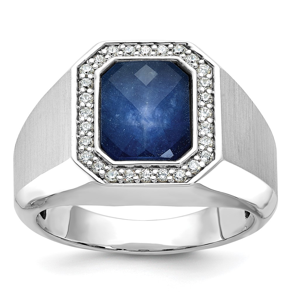 B52137-4WCS_AA.jpg 14k White Gold IBGoodman Men's Polished and Satin Gemstone and Diamond Ring Mounting - Image 1