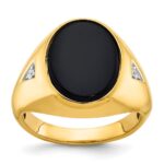 10k IBGoodman Men's Oval Onyx and Diamond Complete Ring