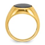 10k IBGoodman Men's Oval Onyx and Diamond Complete Ring - Image 2
