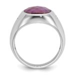 14k White Gold IBGoodman Men's Oval Ruby Doublet Stone and 1/15 carat Diamond Complete Ring - Image 2