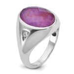 14k White Gold IBGoodman Men's Oval Gemstone and Diamond Ring Mounting - Image 6