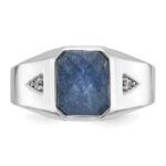 14k White Gold IBGoodman Men's Sapphire Doublet Stone and 1/20 carat Diamond Complete Ring - Image 6