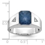 14k White Gold IBGoodman Men's Sapphire Doublet Stone and 1/20 carat Diamond Complete Ring - Image 3