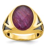 14k with Black Rhodium IBGoodman Men's Ruby Doublet Stone Complete Ring