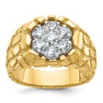 IBGoodman 14k Two-Tone 1 carat Lab Grown Diamond VS/SI+ G+ Complete Men's Textured Cluster Nugget Ring