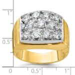 IBGoodman 14k Two-tone Men's Polished Satin and Grooved 3 Carat AA Quality Diamond Cluster Ring - Image 3