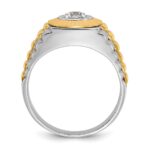 IBGoodman 14k Two Tone 3/8 carat Lab Grown Diamond VS/SI+ G+ Complete Polished Satin and Textured Men's Ring - Image 2