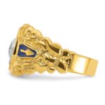 IBGoodman 14k Two-tone Men's Polished and Nugget Textured Blue Lodge Master Masonic Ring Mounting - Image 3