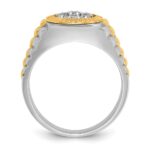 IBGoodman 14k Two-tone Men's Polished Satin and Textured 1/2 Carat AA Quality Diamond Cluster Ring - Image 2