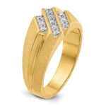 IBGoodman 14k Men's Polished Satin and Grooved 1/4 Carat AA Quality Diamond Ring - Image 8