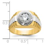 IBGoodman 14k Two Tone 1 carat Lab Grown Diamond VS/SI+ G+ Complete Polished Satin and Textured Men's Ring - Image 8