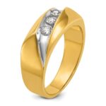 IBGoodman 14k with White Rhodium Men's Polished and Grooved 3-Stone 1/3 Carat AA Quality Diamond Ring - Image 6