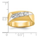 14k IBGoodman Men's Polished and Grooved 3-Stone Ring Mounting - Image 3