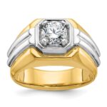 IBGoodman 14k Two-tone 1 carat Lab Grown Diamond VS/SI+ G+ Complete Polished and Grooved Men's Ring