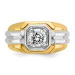 IBGoodman 14k Two-tone 1 carat Lab Grown Diamond VS/SI+ G+ Complete Polished and Grooved Men's Ring - Image 4