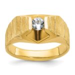 14k IBGoodman Men's Polished and Satin 1/3 carat Diamond Complete Ring