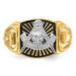 IBGoodman 10k Two-tone Men's Polished and Textured with Black Enamel Past Master Masonic Ring - Image 6