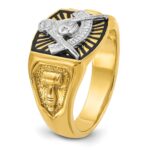 IBGoodman 10k Two-tone Men's Polished and Textured with Black Enamel Past Master Masonic Ring - Image 8