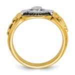 IBGoodman 14k Two-tone Men's Polished and Textured with Black Enamel Past Master Masonic Ring - Image 2