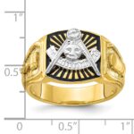 IBGoodman 14k Two-tone Men's Polished and Textured with Black Enamel Past Master Masonic Ring - Image 3