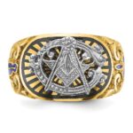 IBGoodman 10k Two-tone Men's Polished and Textured with Multi-color Enamel Blue Lodge Master Masonic Ring - Image 4
