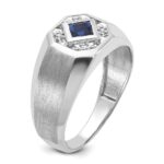 14k White Gold IBGoodman Men's Gemstone and Diamond Satin Ring Mounting - Image 8