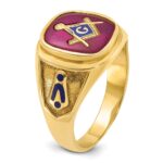 IBGoodman 10k Men's Polished and Textured with Blue Enamel and Lab Created Ruby Blue Lodge Master Masonic Ring - Image 8